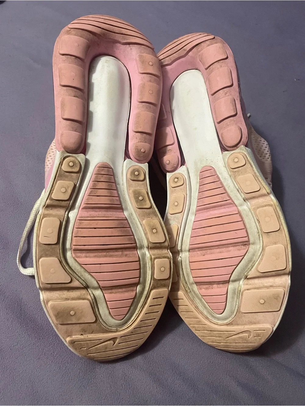 Nike Women's Light Pink and White Air Max-Style Sneakers
